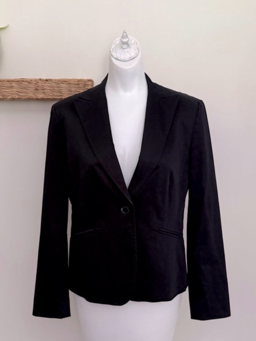 Talbots Blazer‎ Women 8 Navy Cotton Stretch Office Siren Power Dressing Career